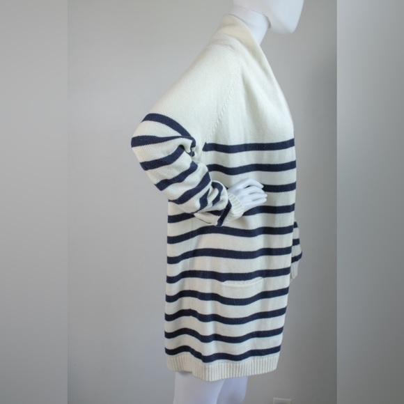 Talbots Open Front Striped Long Sleeve Cashmere Blend Women’s Cardigan Sweater M - Picture 5 of 11